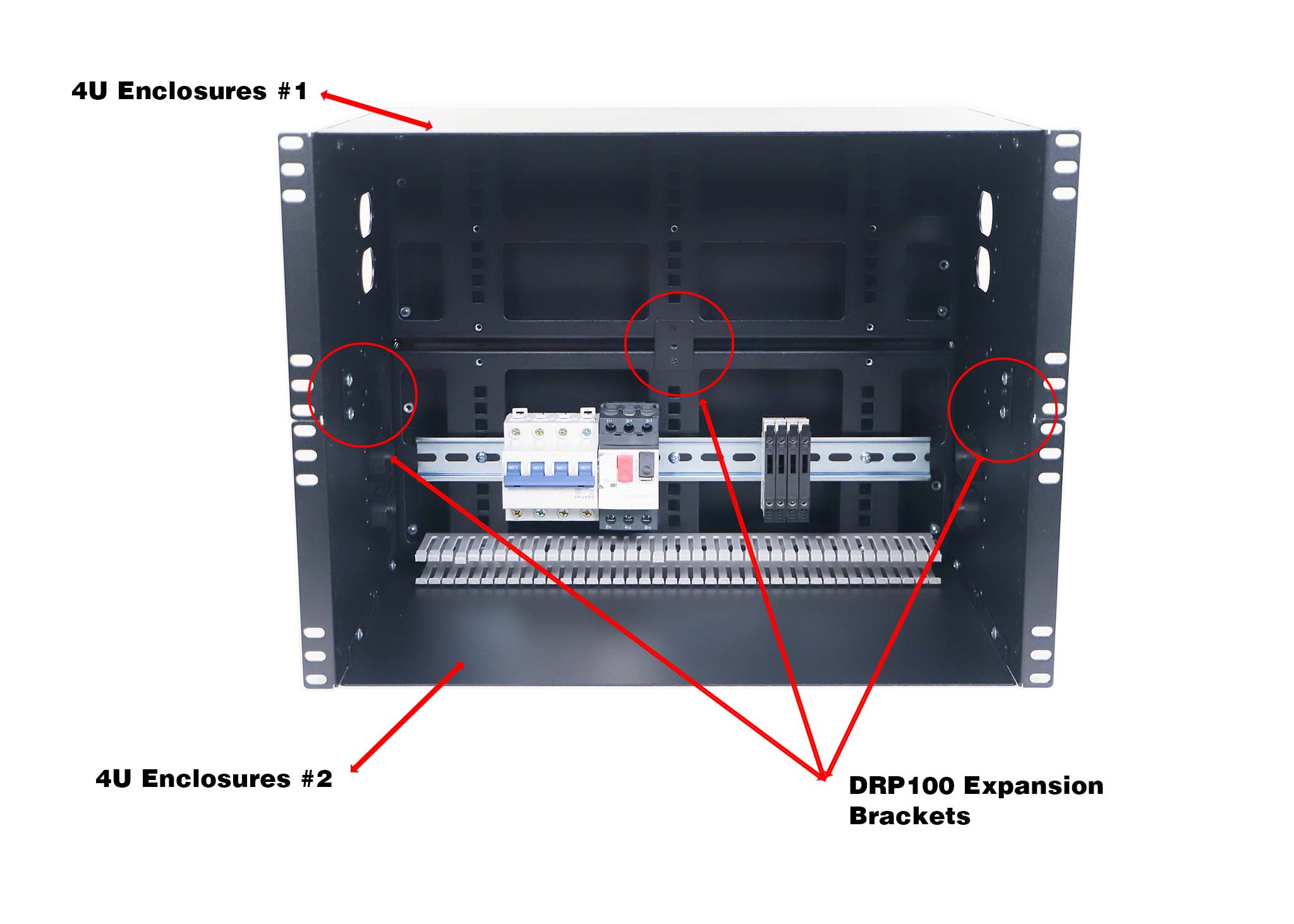 Combined (2) ERP100DB-4U 4U Modular DIN Rail Panel into one 8U Enclosures