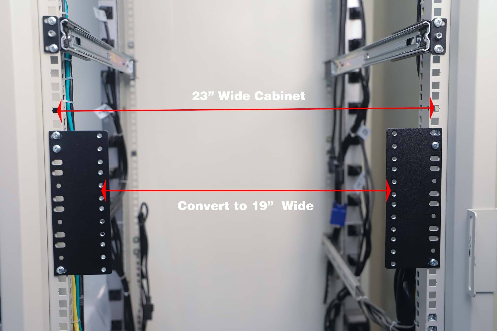 2U 23 inch to 19 in rack reducer brackets